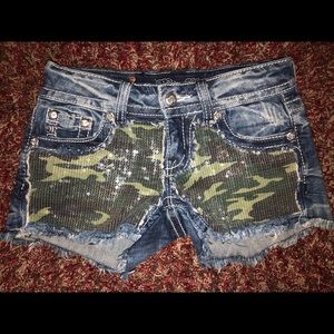Miss Me Camo Jean Shorts